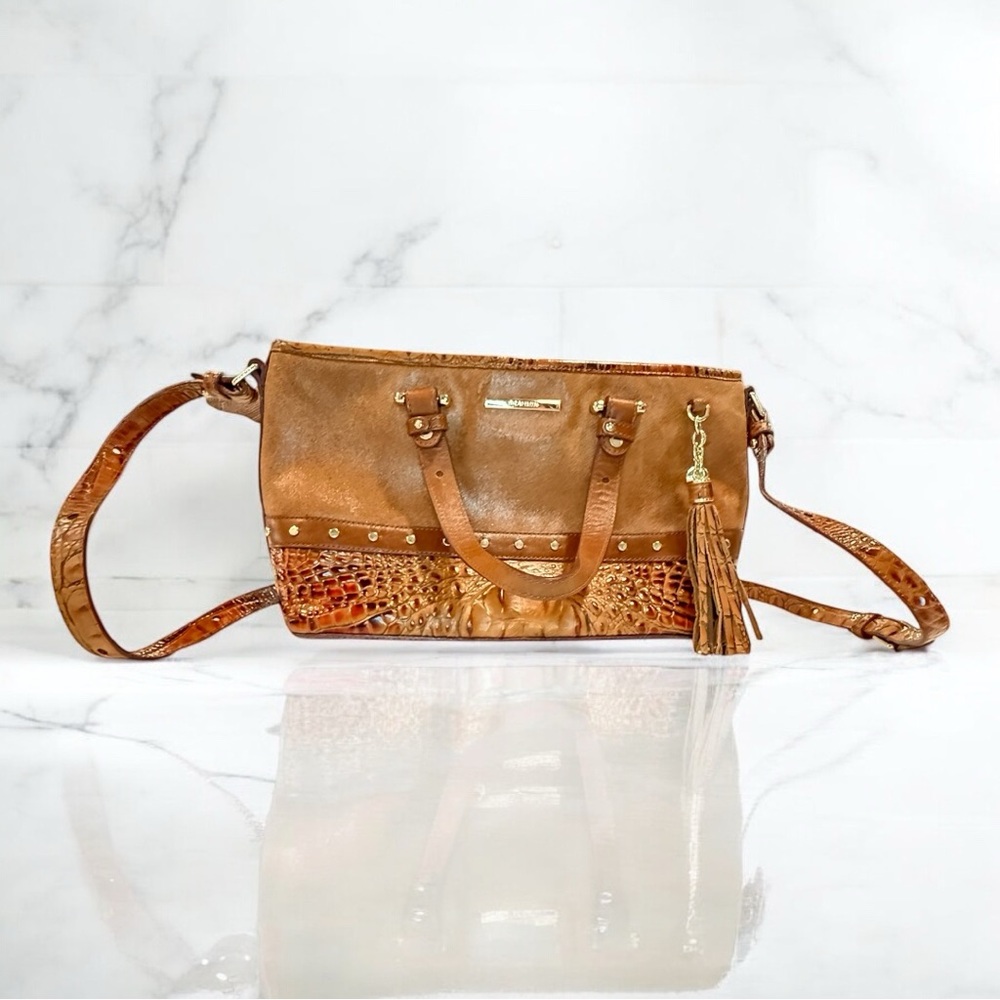 Brahmin Mini Asher Crossbody Bag with Embossed Texture